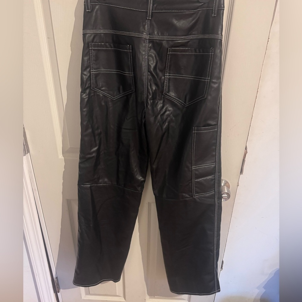 Simonett Kika High Waisted Vegan Leather Pants in Black Medium - Picture 7 of 14